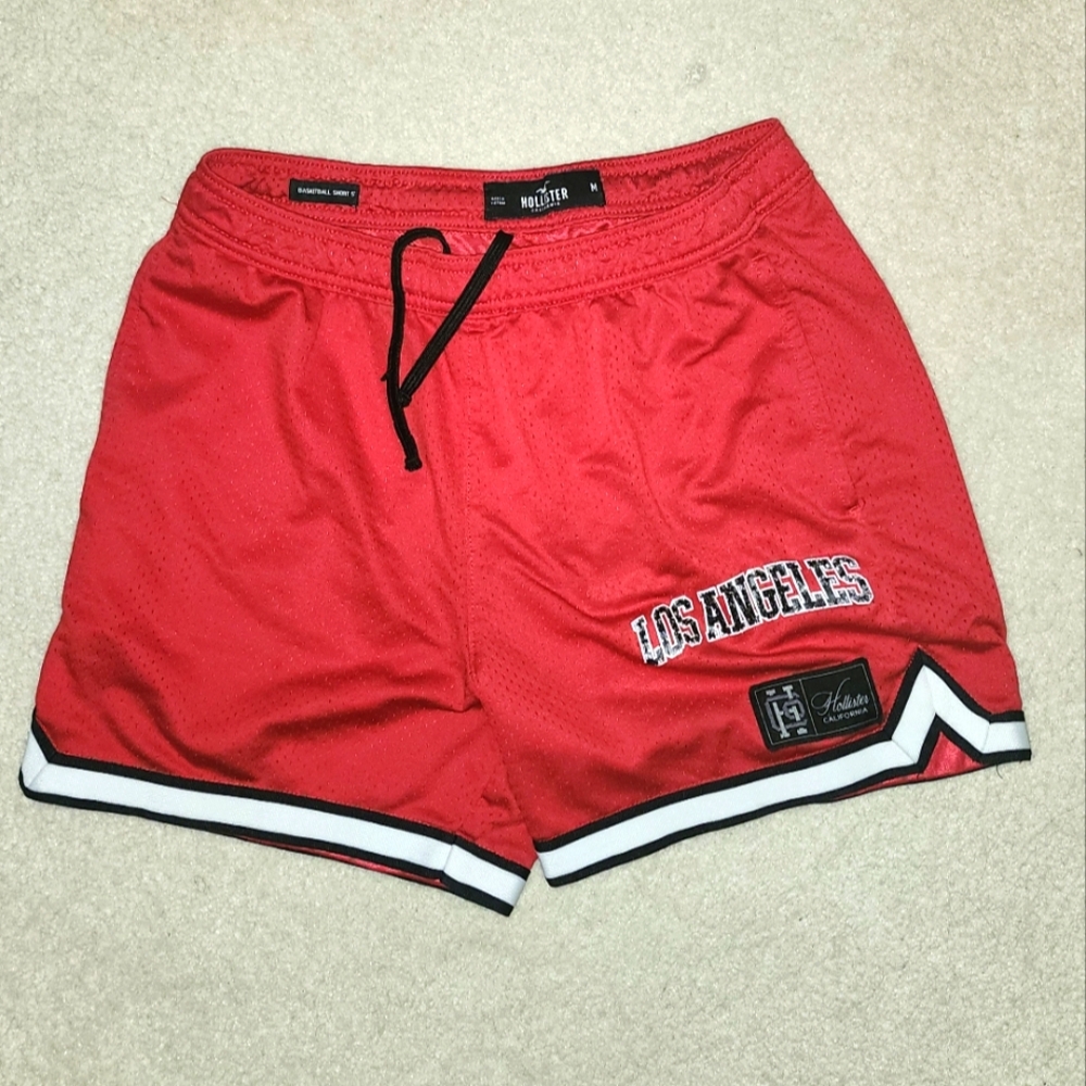 Red Hollister Mesh Lined Basketball Shorts